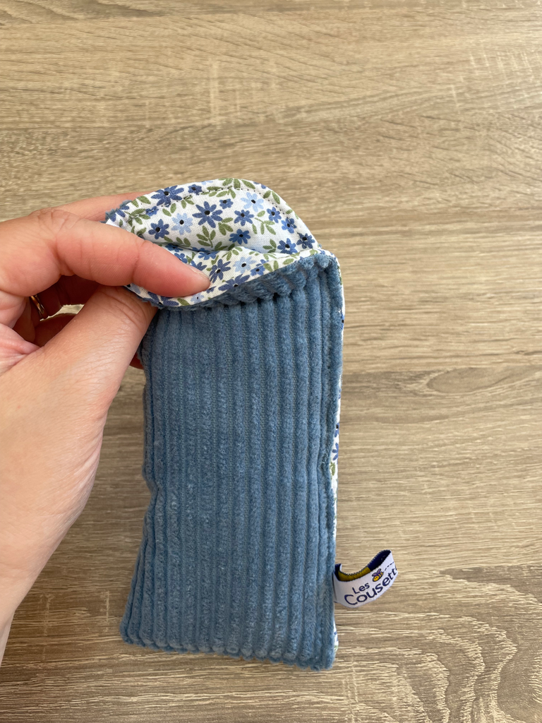 Etui à lunettes - fleuri bleu