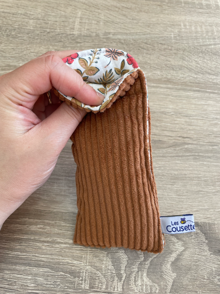 Etui à lunettes - fleuri camel