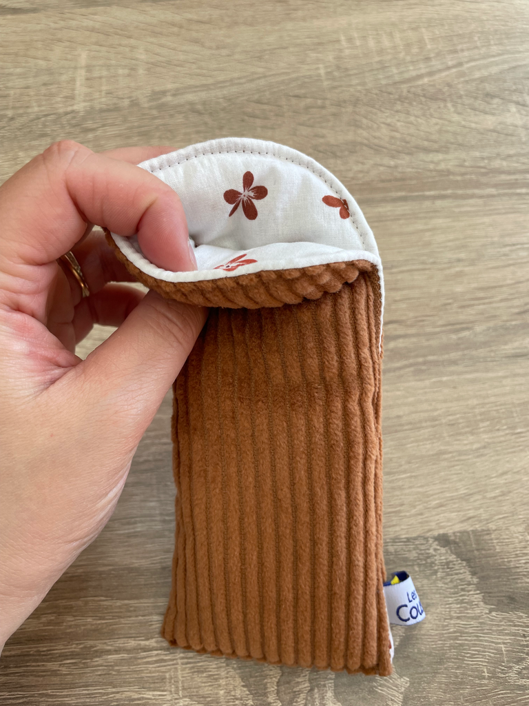 Etui à lunettes - petites fleurs/camel