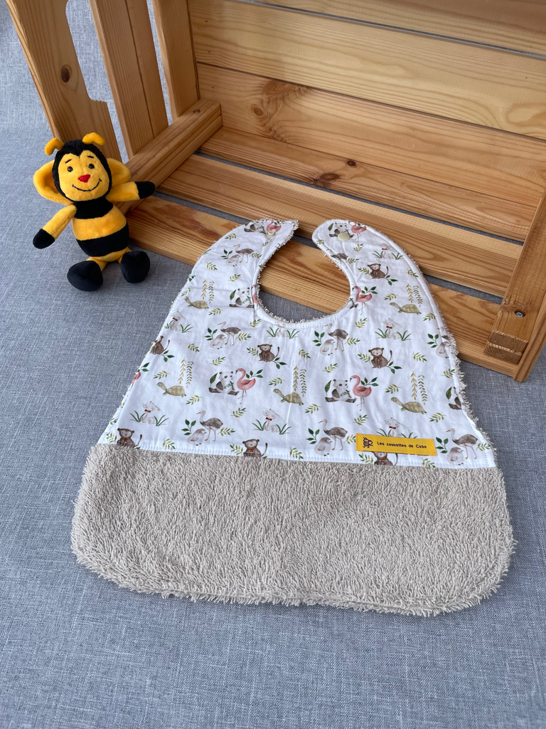 Bavoir - pandas et flamands roses